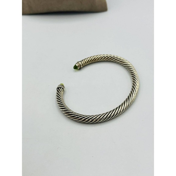 David Yurman Sterling Silver Cable Classics Bracelet Peridot and Diamond - Picture 5 of 5